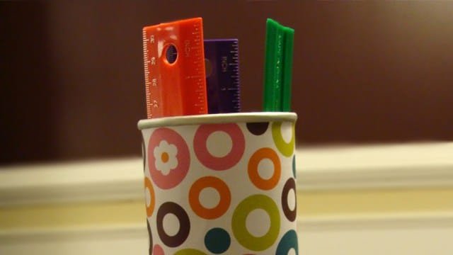 Recycle Pringles tubes to house classroom rulers