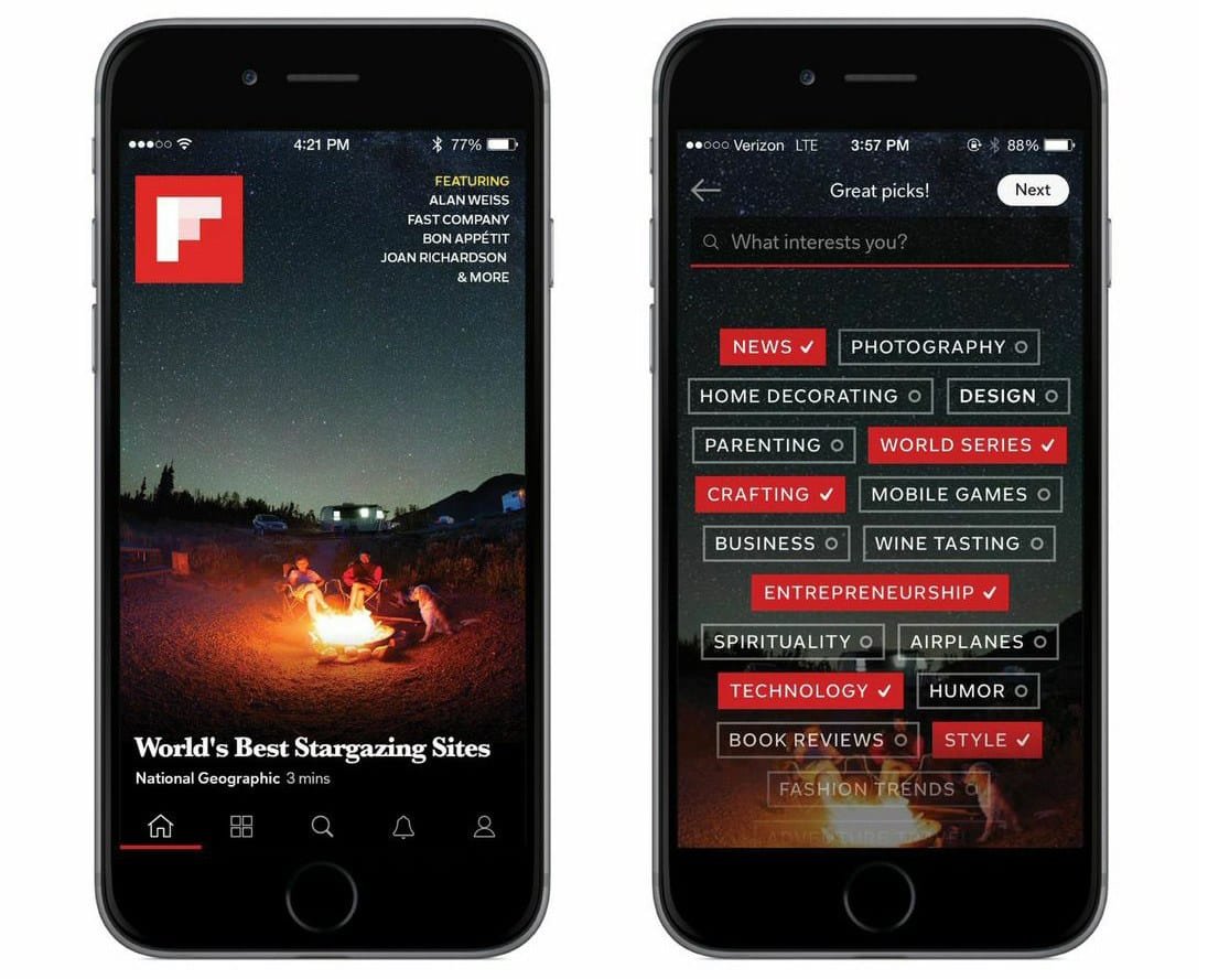 Flipboard is a digital magazine that you create