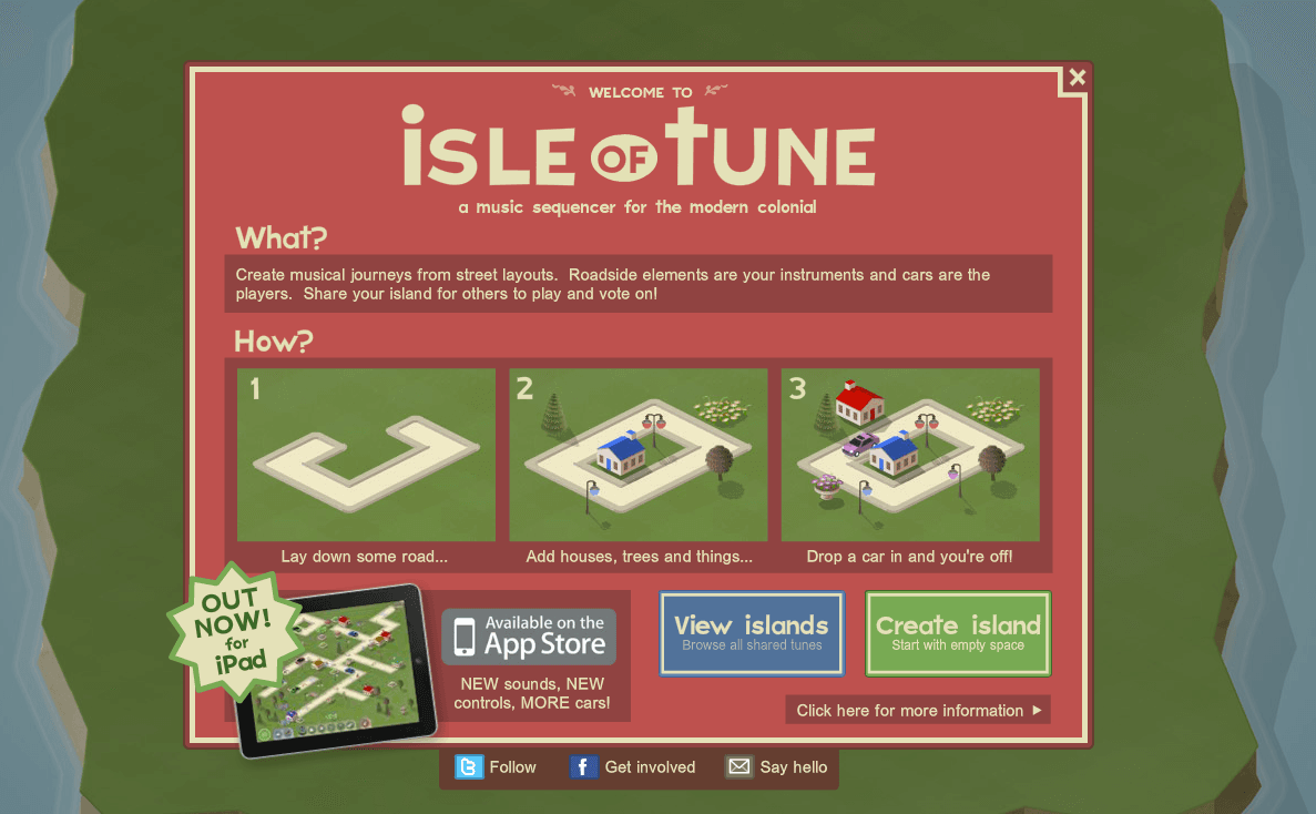 Isle of Tune website for creating musical journeys