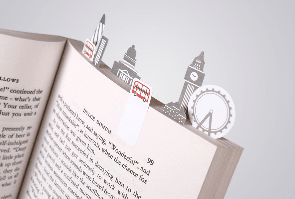 Sticky page markers give your books an entertaining landscape