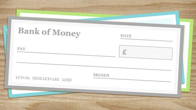 Blank fake cheque template for children