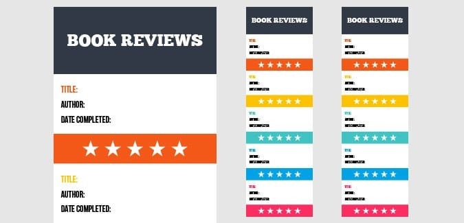 Bookmarks that allow you to review and record the books as you read them