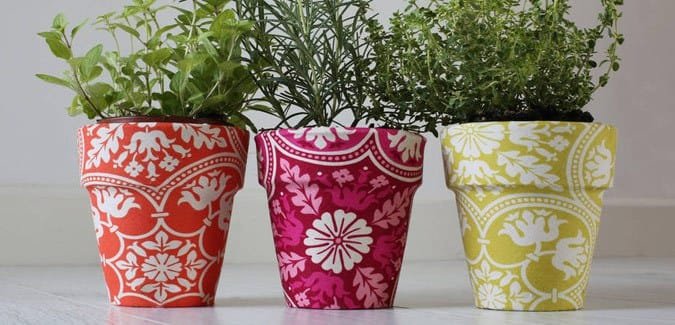 Make a fabric wrapped pot for a spring project