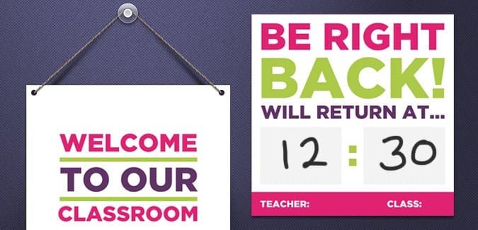 A simple classroom sign for displaying Be Right Back