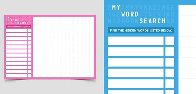 A printable word search template for creating your own puzzles