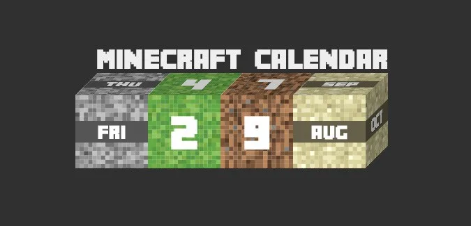 A printable 3D Minecraft calendar for the desk