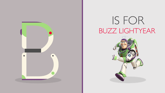 B is for Buzz from the Pixar alphabet