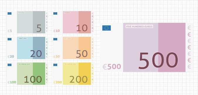 Printable fake euro banknotes for children role-playing games