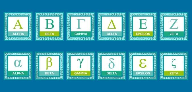 A printable set of letters of the Greek alphabet