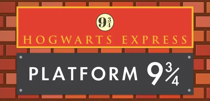 Two Harry Potter-themed banners for Hogwarts Express and Platform 9 and 3 quarters