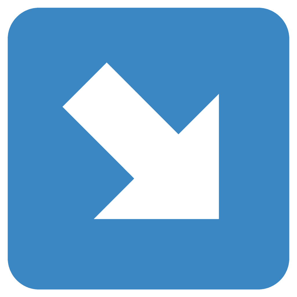 Blue emoji with bottom right arrow
