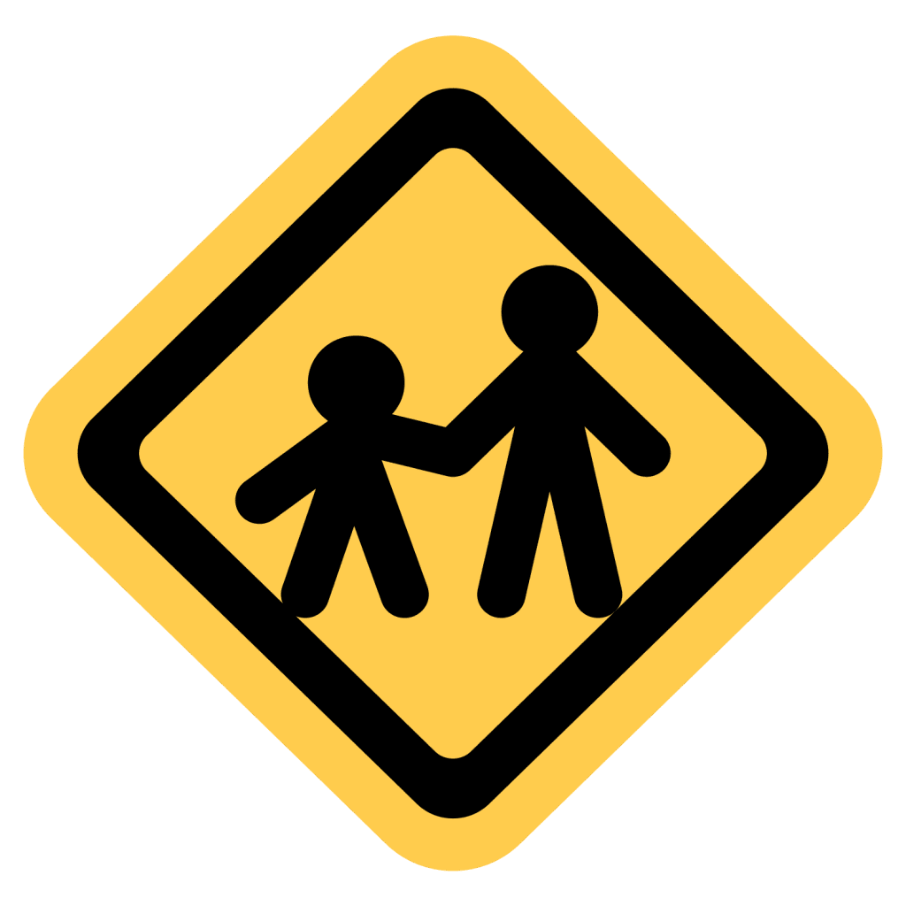 Yellow emoji representing children crossing
