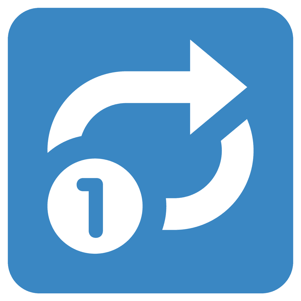 Blue emoji with clockwise arrows and the number 1