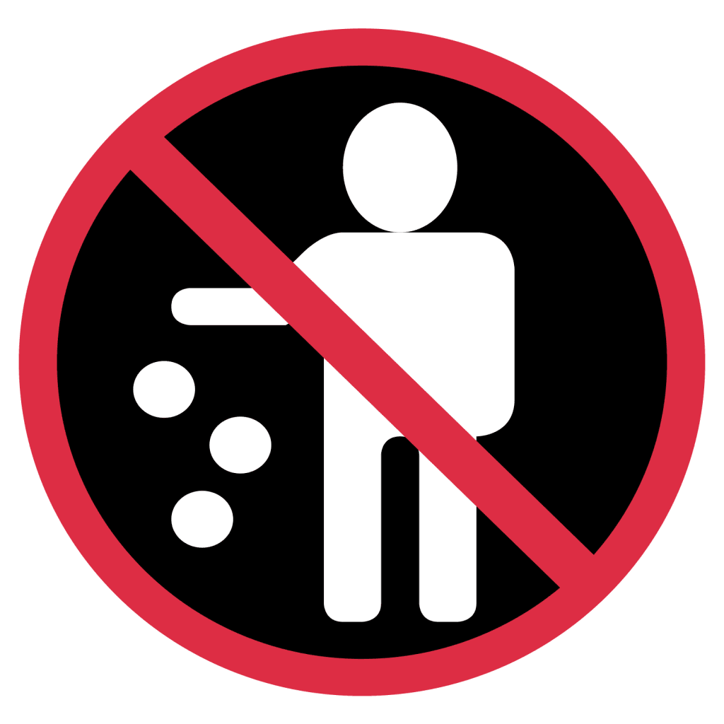 Black and red do not litter emoji