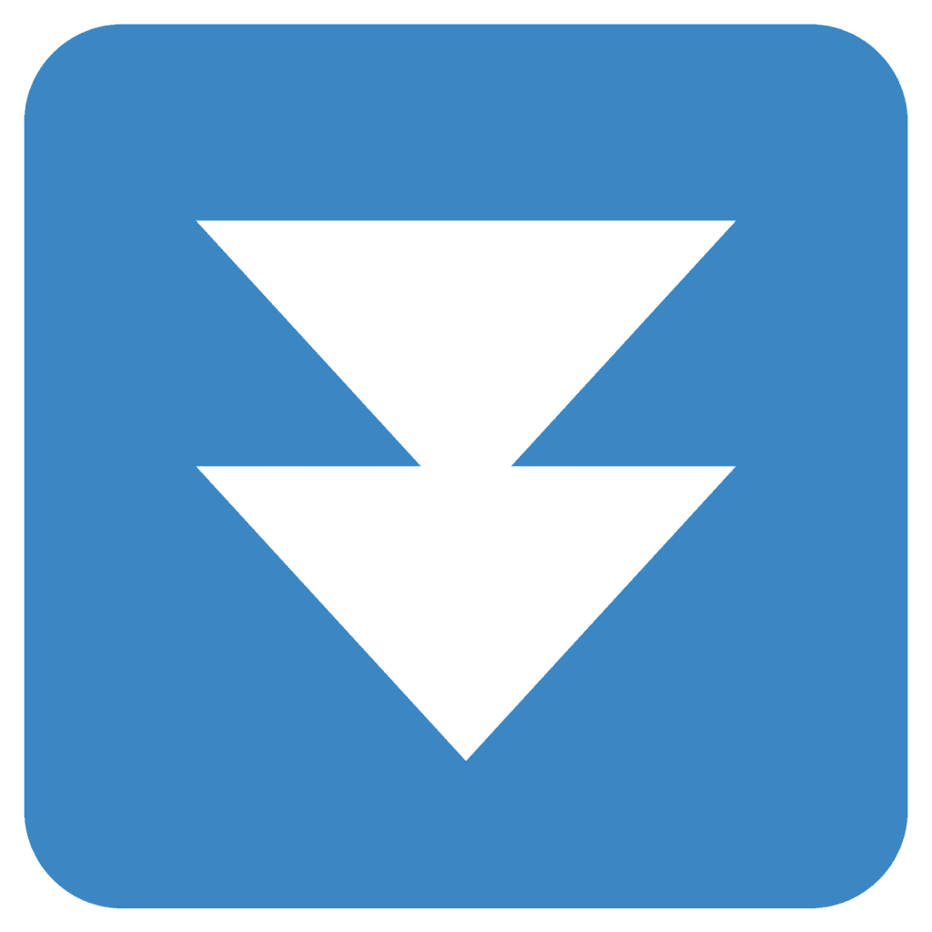 Blue emoji with double arrows pointing down
