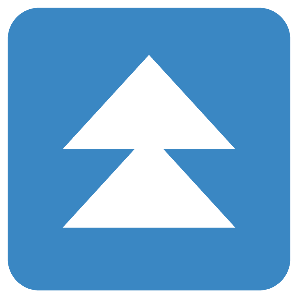 Blue emoji with double arrows pointing up