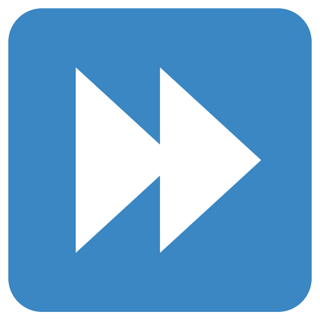 Blue emoji with double right arrows