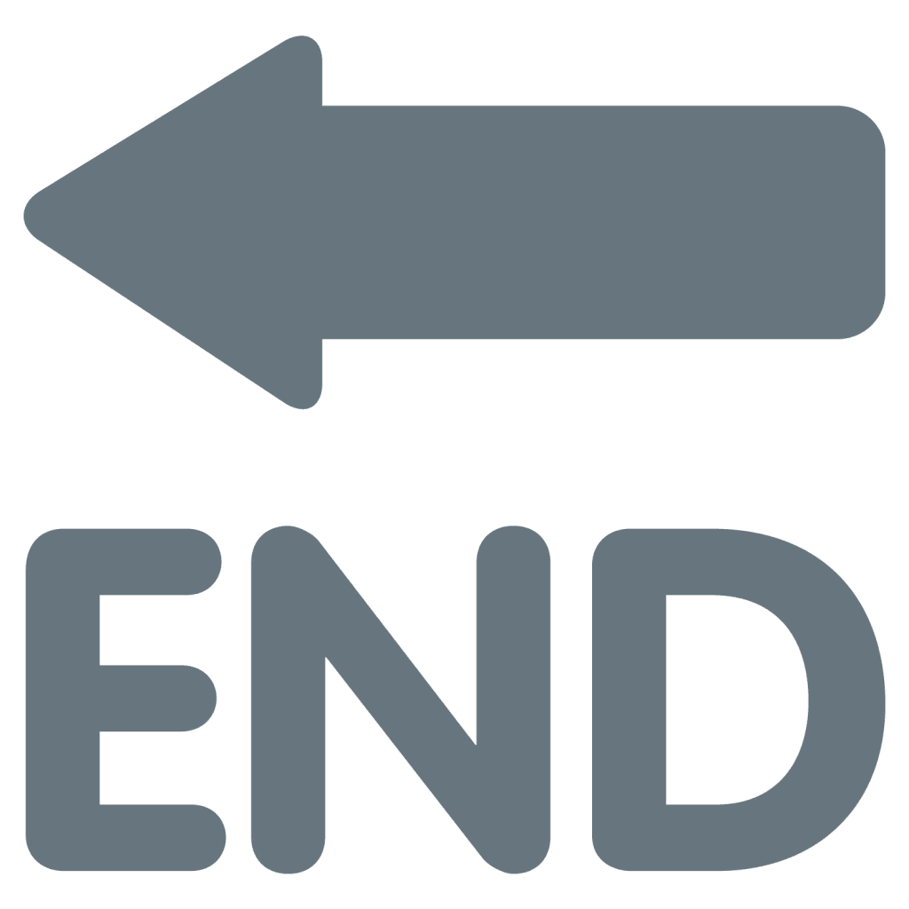 Grey arrow emoji with the letters END