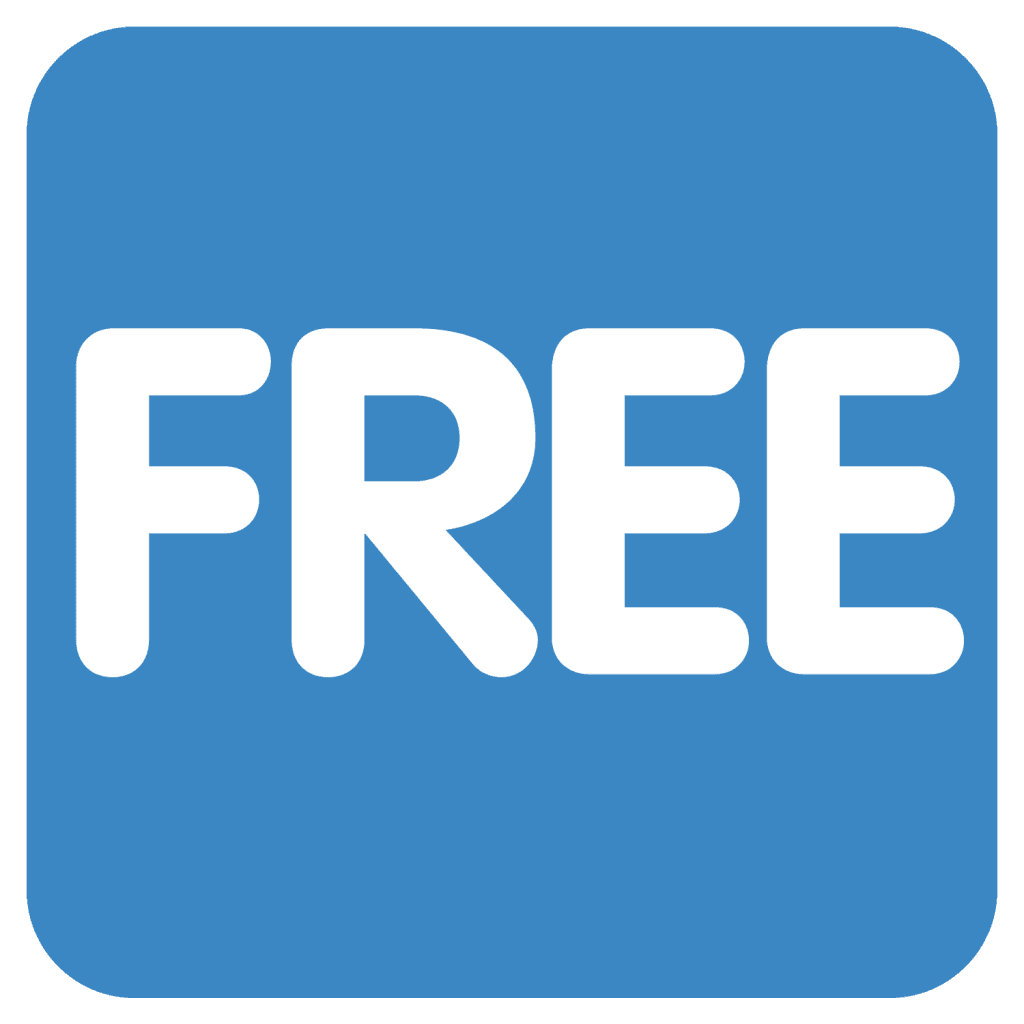 A blue emoji with the letters FREE