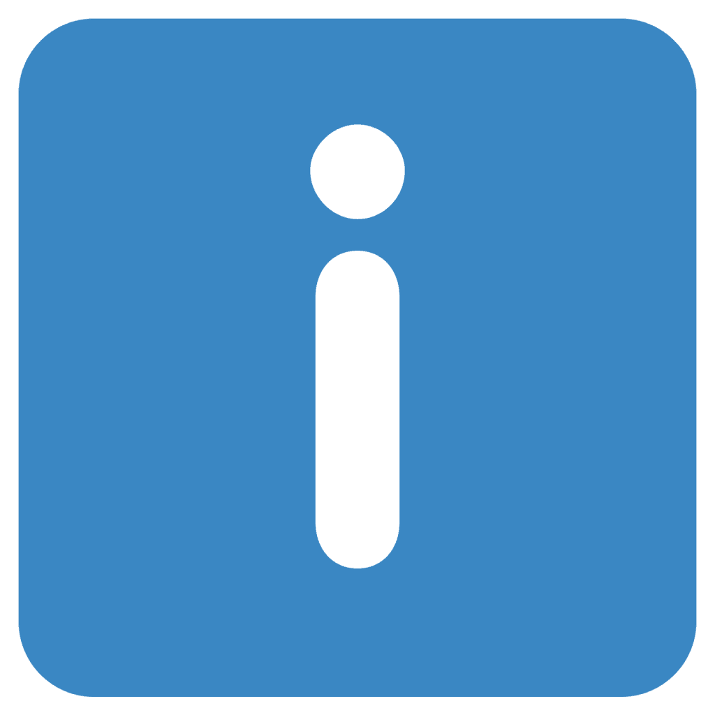 Blue emoji with a lowercase i for information
