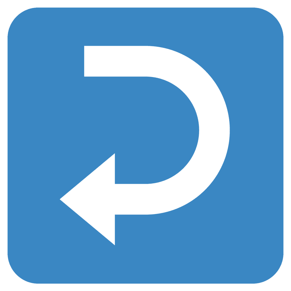 Blue emoji with a hooked left arrow