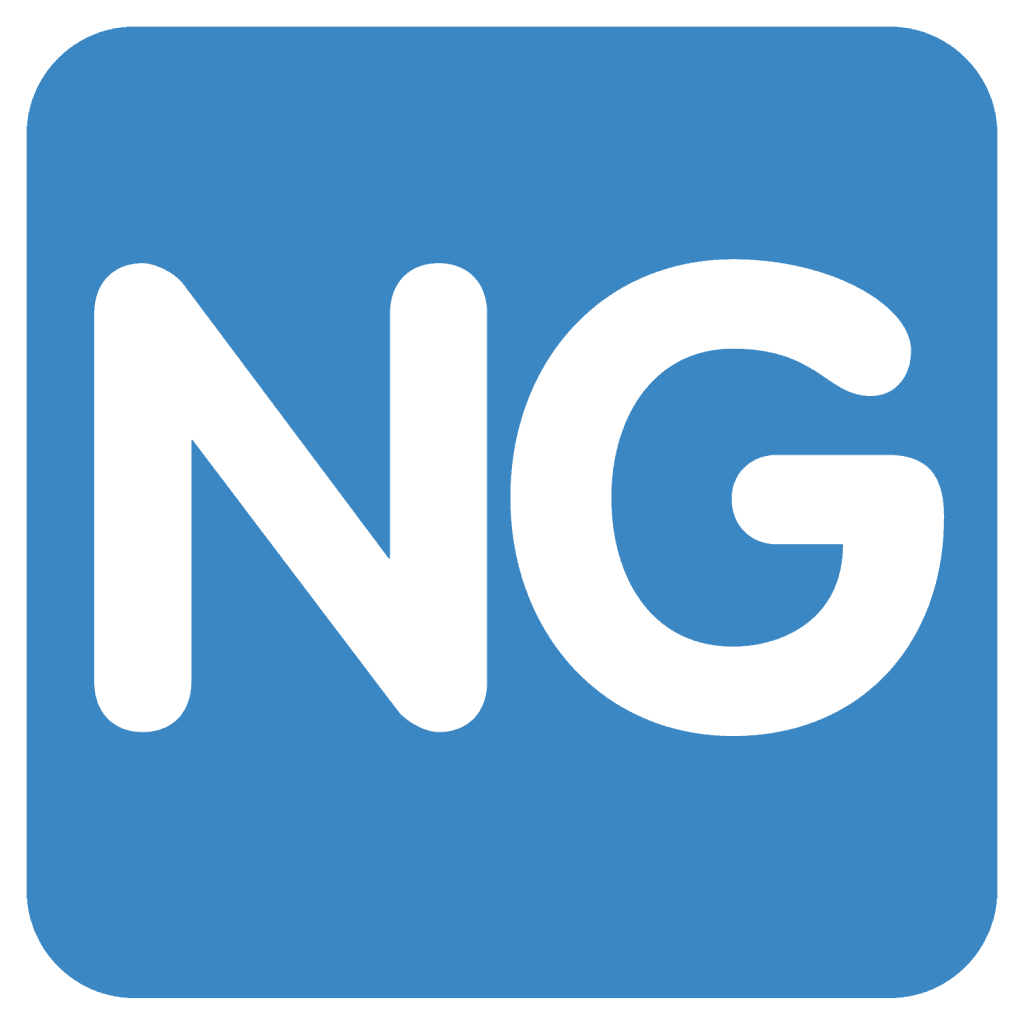 Blue emoji with the letters NG
