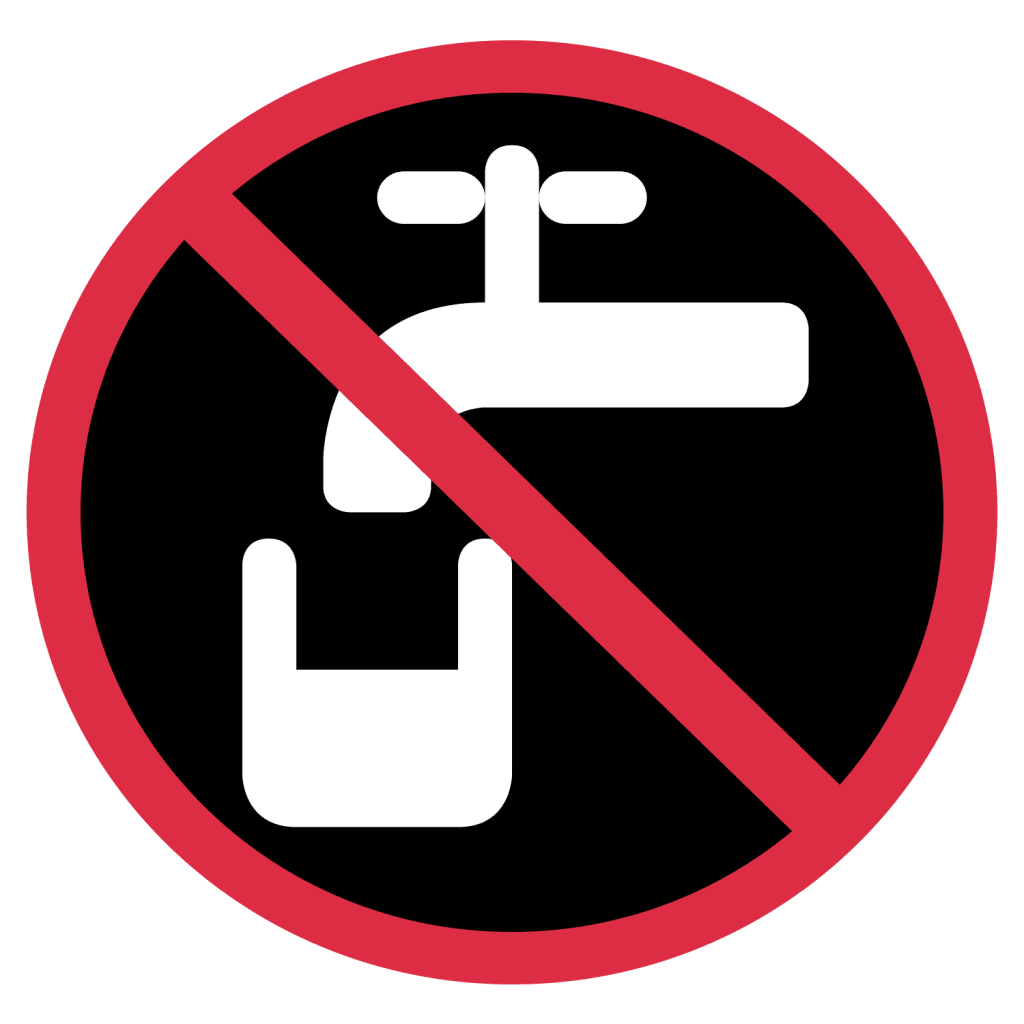 A black and red emoji meaning no drinking water