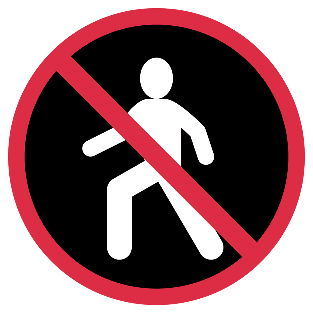 Black and red emoji meaning no pedestrians