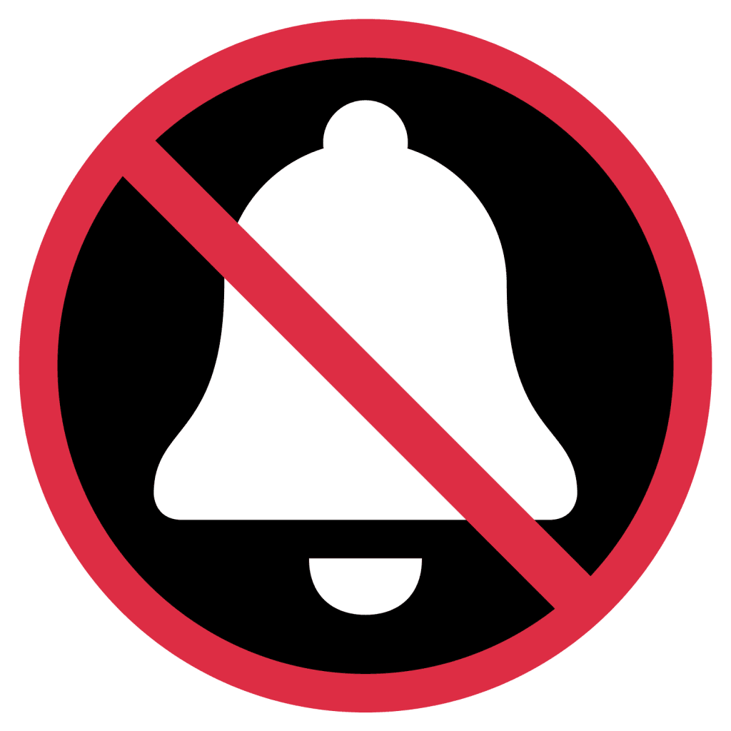 Black and red emoji for no sound bell