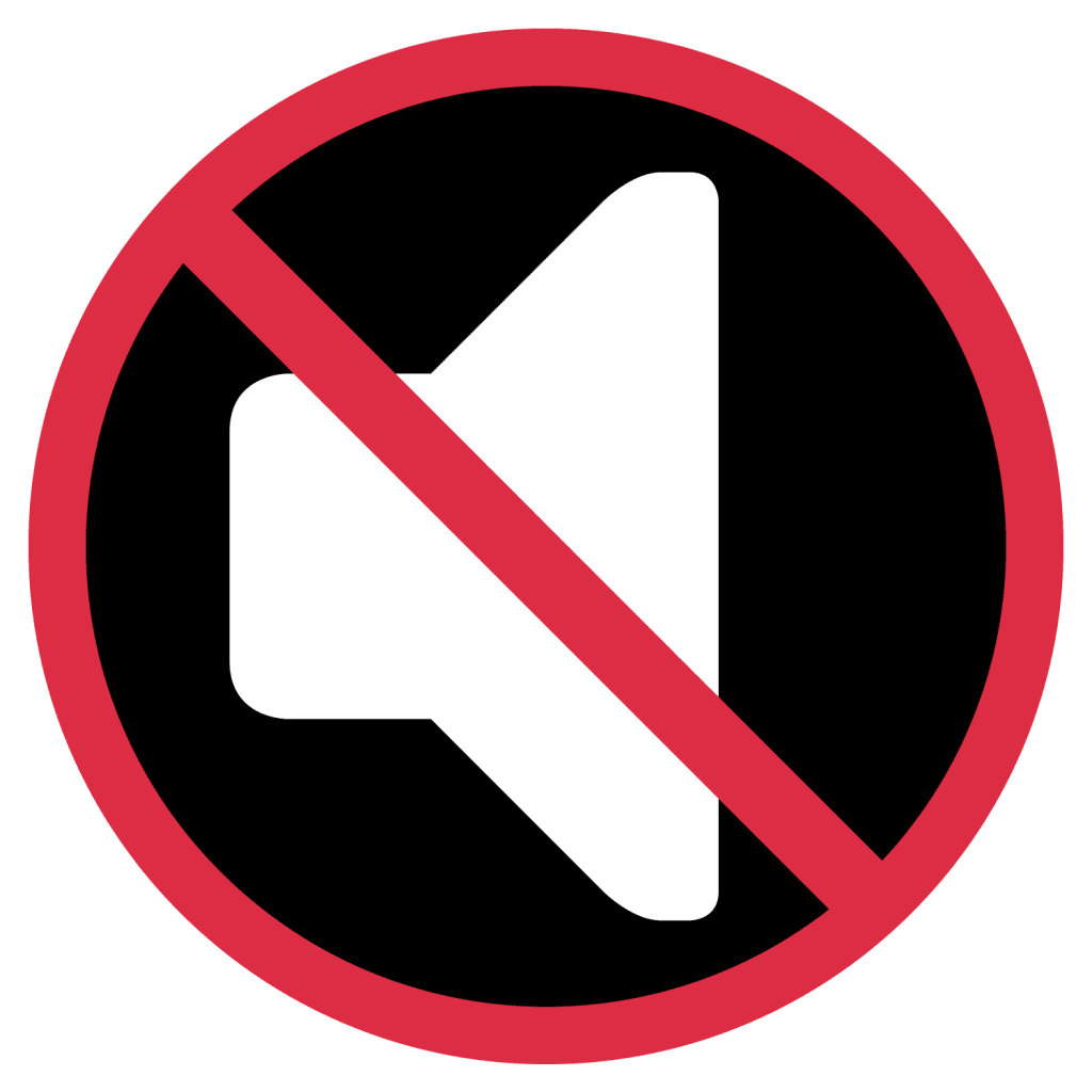 Black and red emoji for no sound speaker