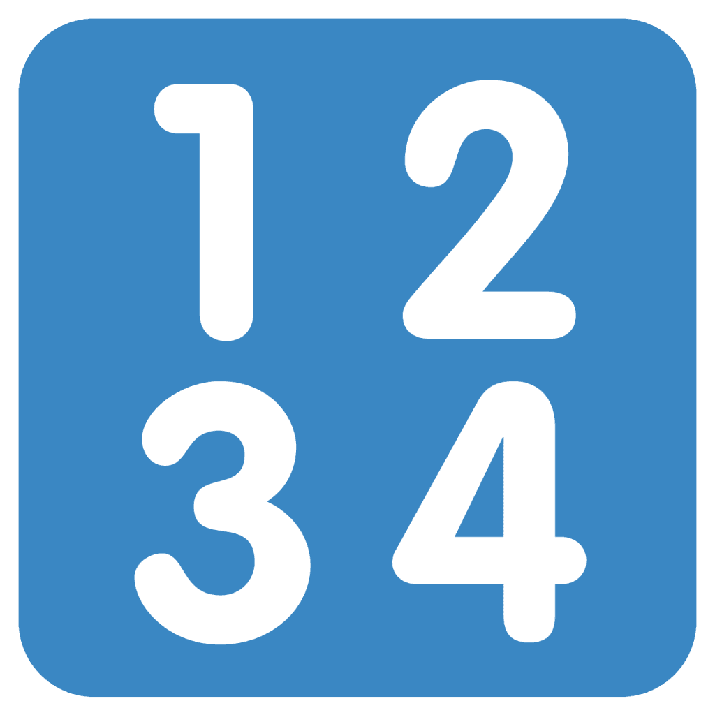 Blue emoji with the numbers 1, 2, 3 and 4