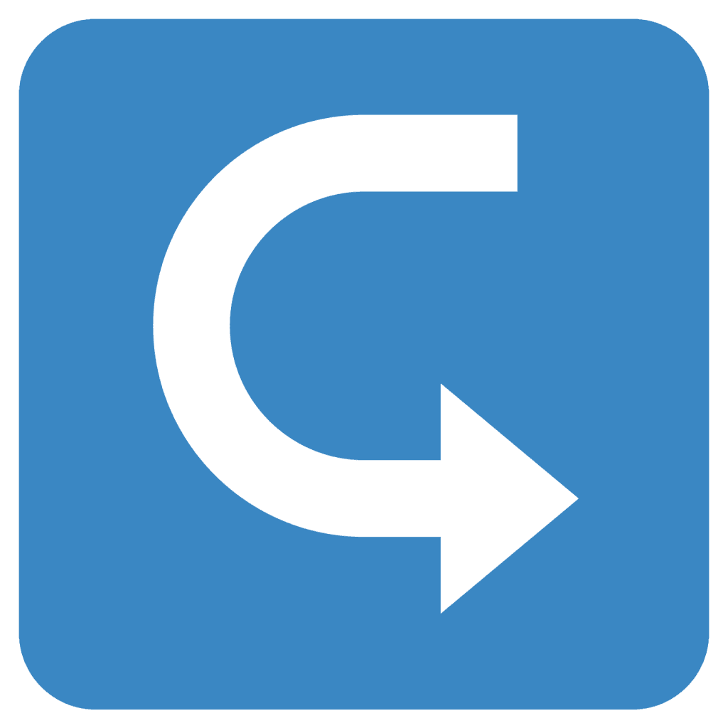 A blue emoji with a hooked right arrow