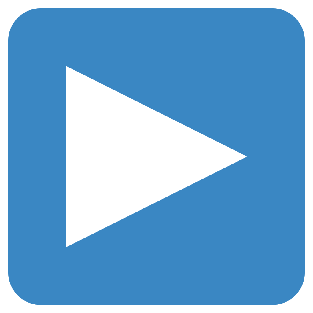 A blue emoji with a single arrow facing right