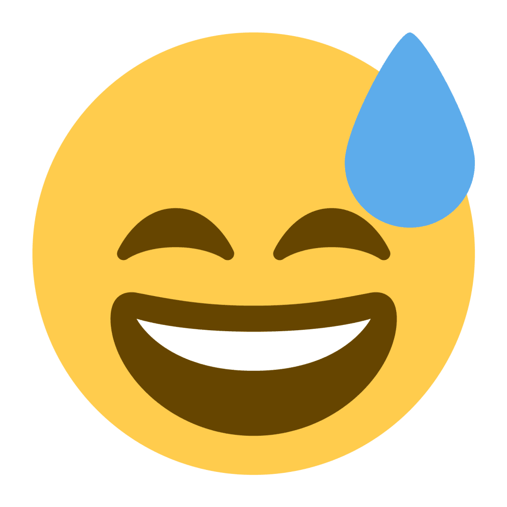 Smiling face but sweating emoji