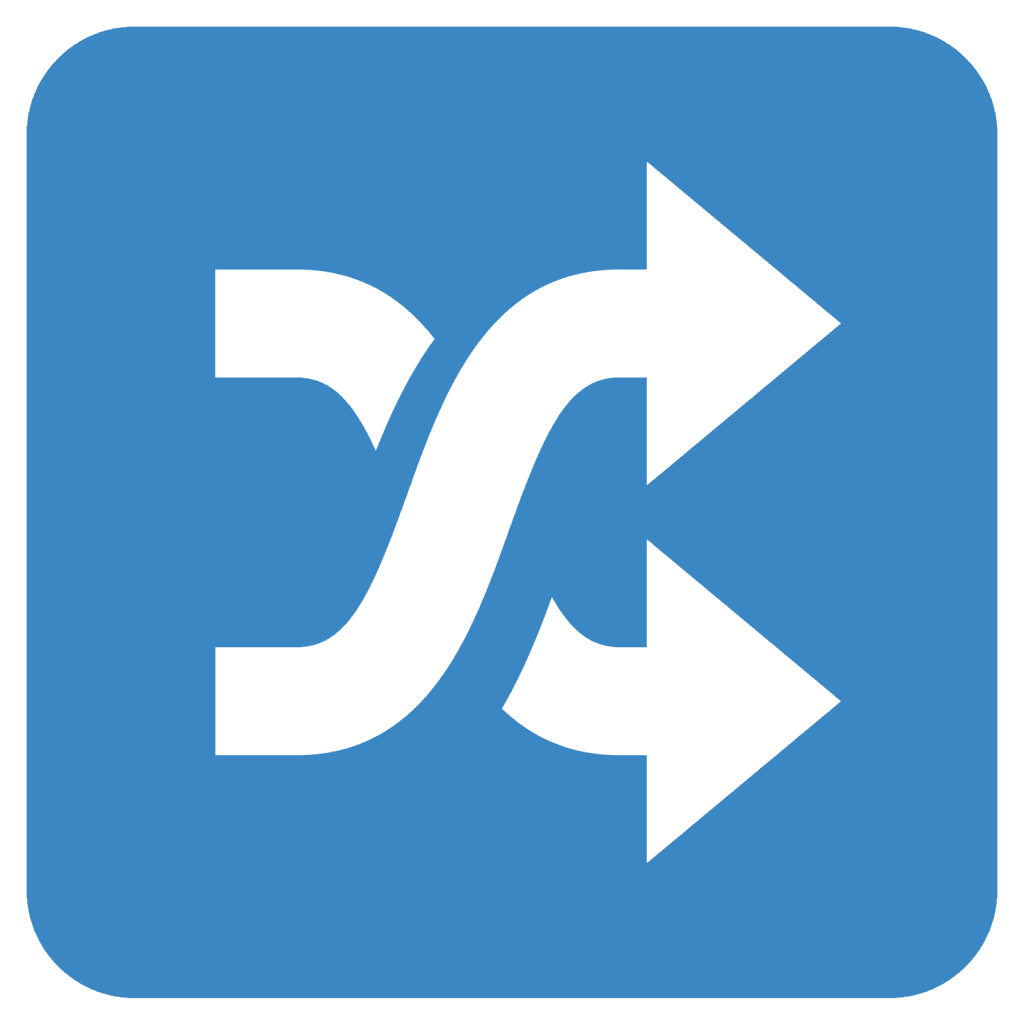 Blue emoji with twisted arrows