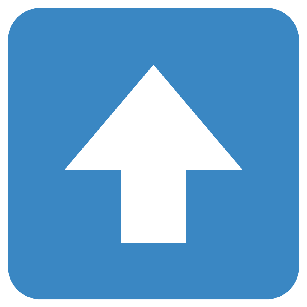 Blue emoji with arrow pointing up