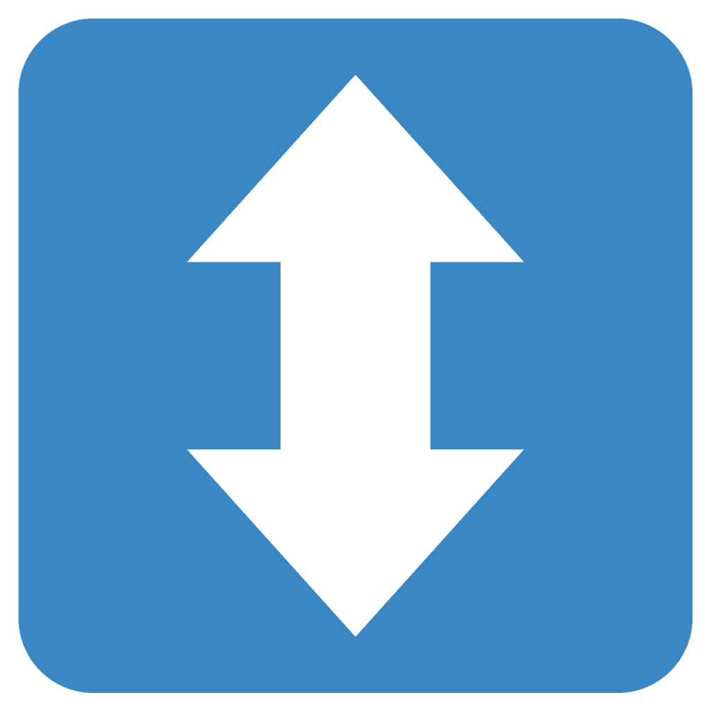 Blue emoji with an arrow pointing upwards and downwards