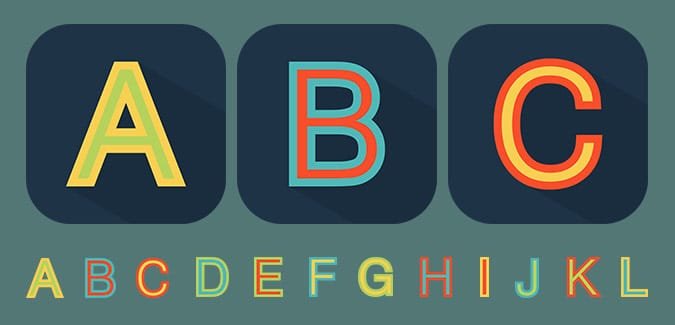 Colourful Outline Alphabet