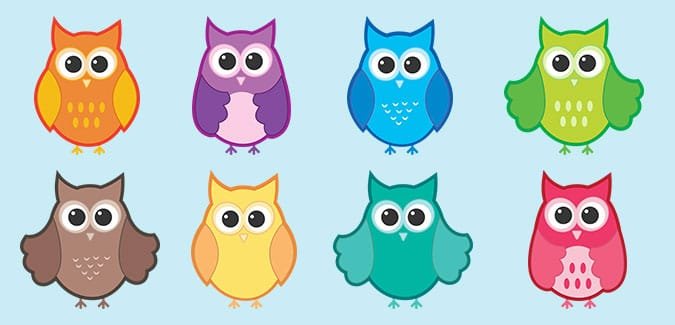 Cute and colourful owls for classroom display