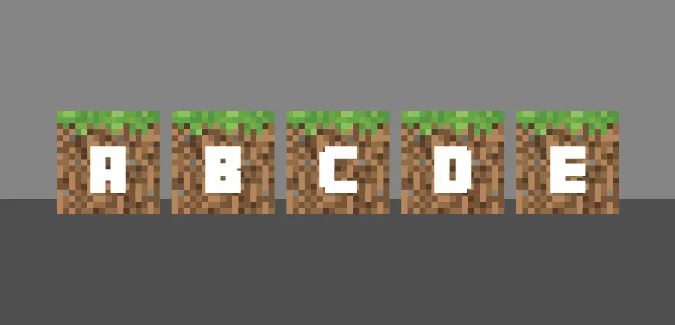 Minecraft alphabet on pixelated blocks