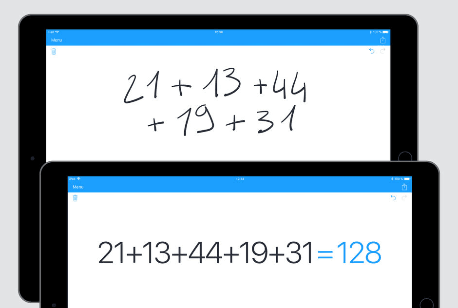 MyScript Calculator converts your handwriting and calculates the result