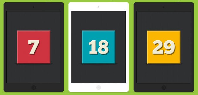 A selection of numbered iPad wallpapers for organising classroom tablets