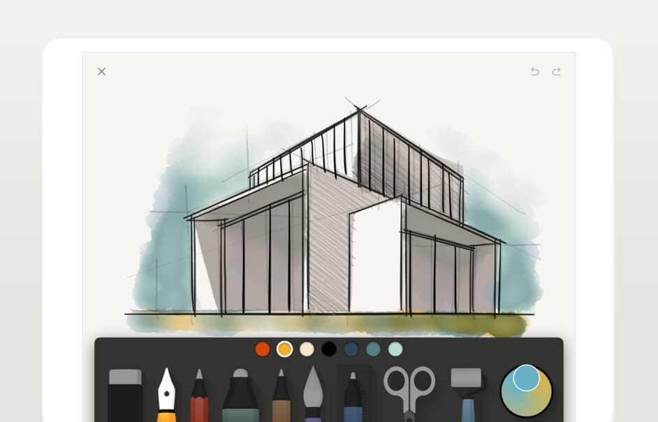 A sketch of a building from the iPad app Paper 53