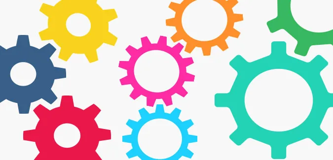 Colourful cogs for classroom displays