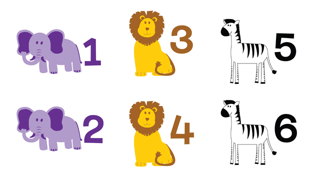 Animal numbers for printing in the classroom or nursery