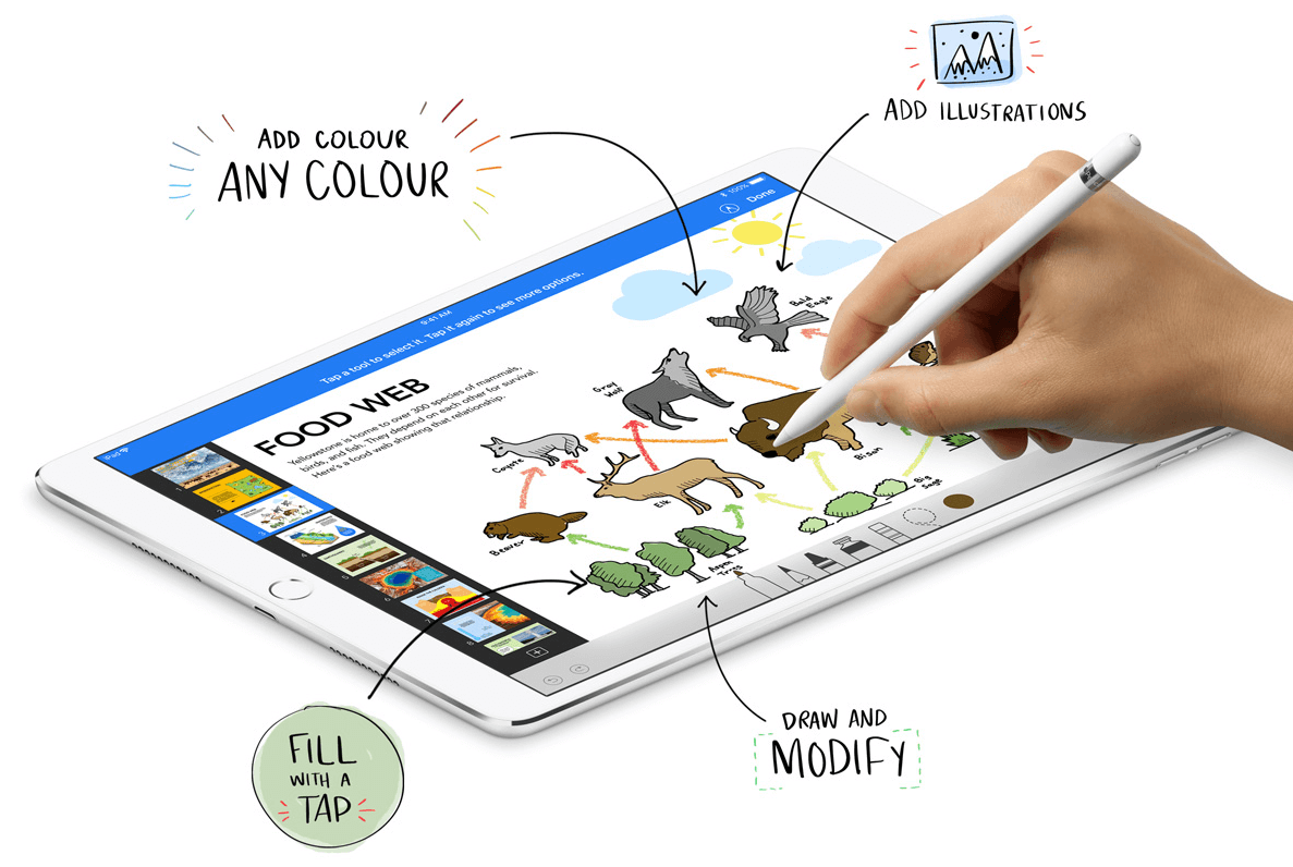 apple pencil on the new ipad keynote app