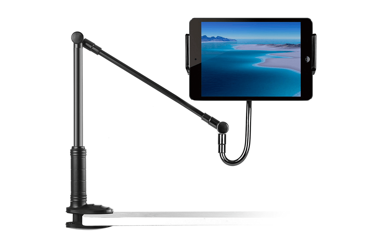 Simple but secure tablet mount for classroom desks