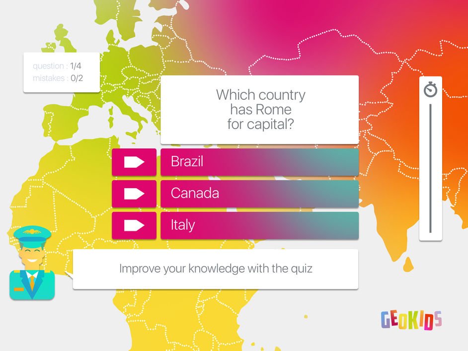 GeoKids is a colourful geography maps app for learning about the world