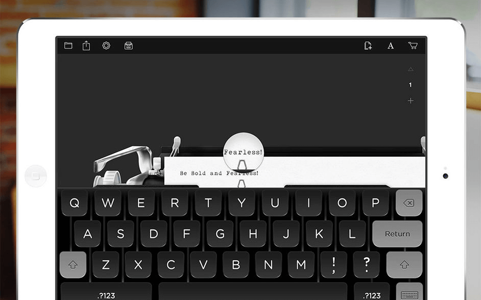 A screenshot of the Hanx typewriting app from Tom Hanks