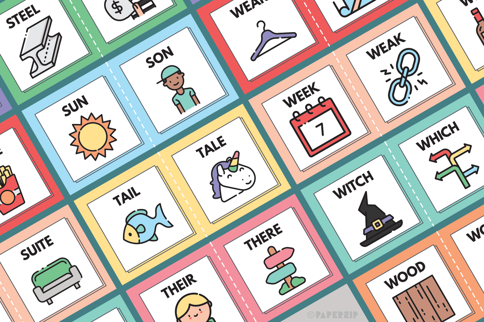 Colourful Homophone Cards